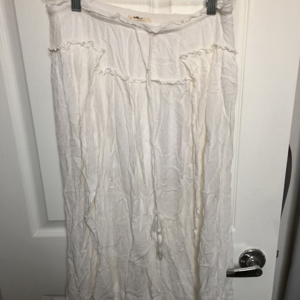 White Boho Midi Skirt